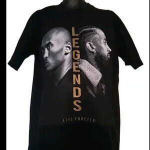 Kobe Bryant and Nipsey Hussle Legends Live Forever Super Heavy T-Shirt Size L